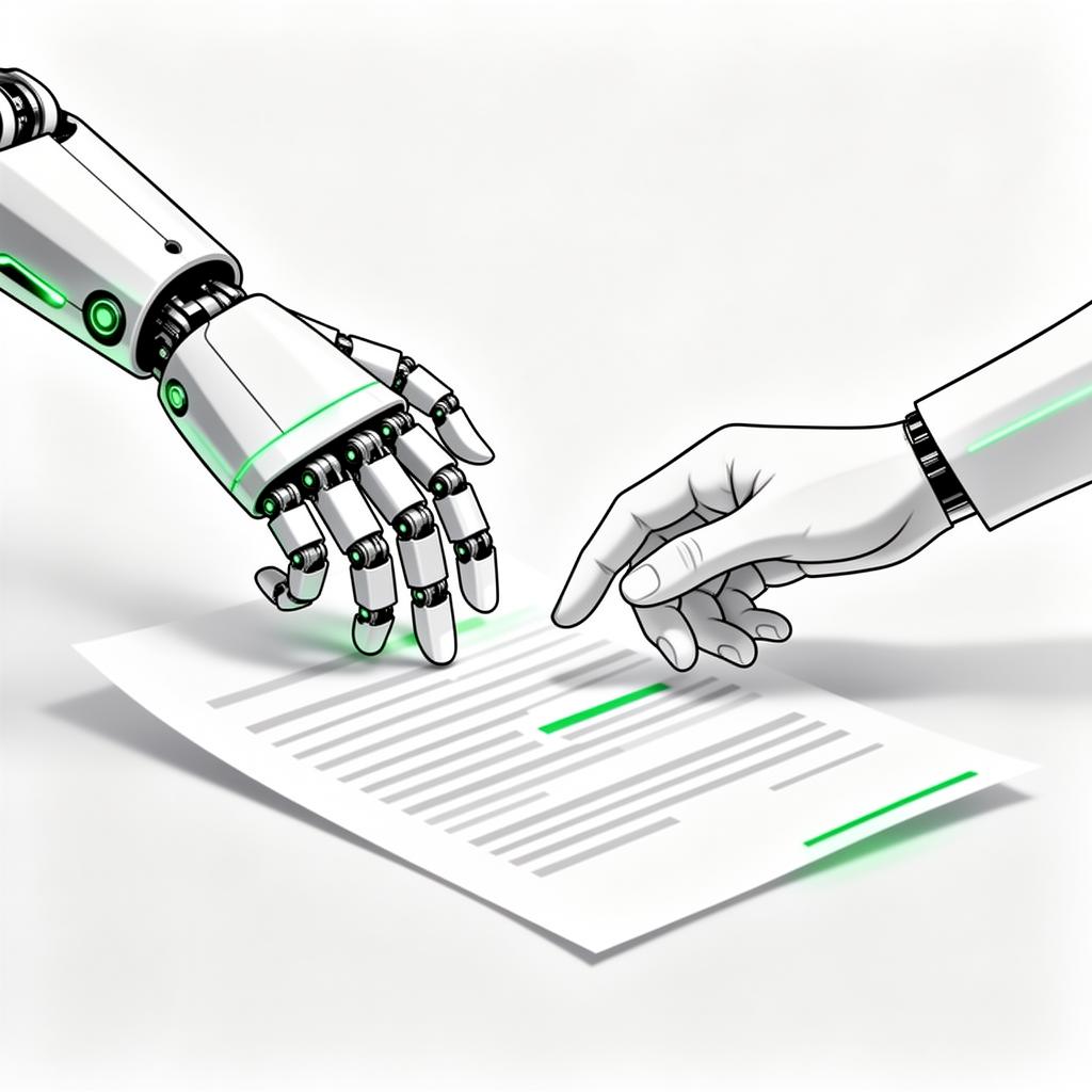 IA y humano colaborando en la creación de contenido: la IA asiste, el humano dirige