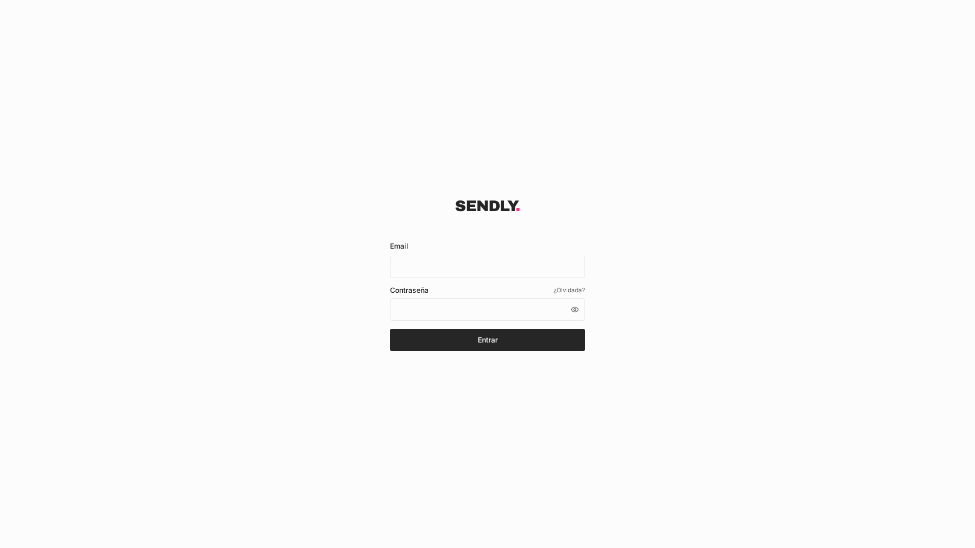 Pantalla real de acceso a la plataforma SENDLY